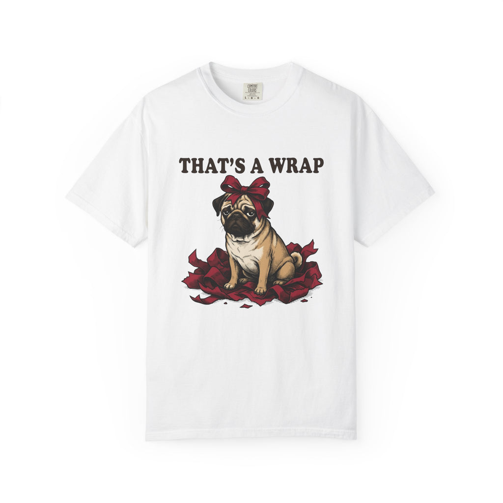 Pug Dog T-Shirt Christmas Pet Gift Women Vintage T-Shirt Puggle T-Shirt Xmas Fan Retro T-Shirt Animal Graphic Hand Drawn Gift Bow T-Shirt