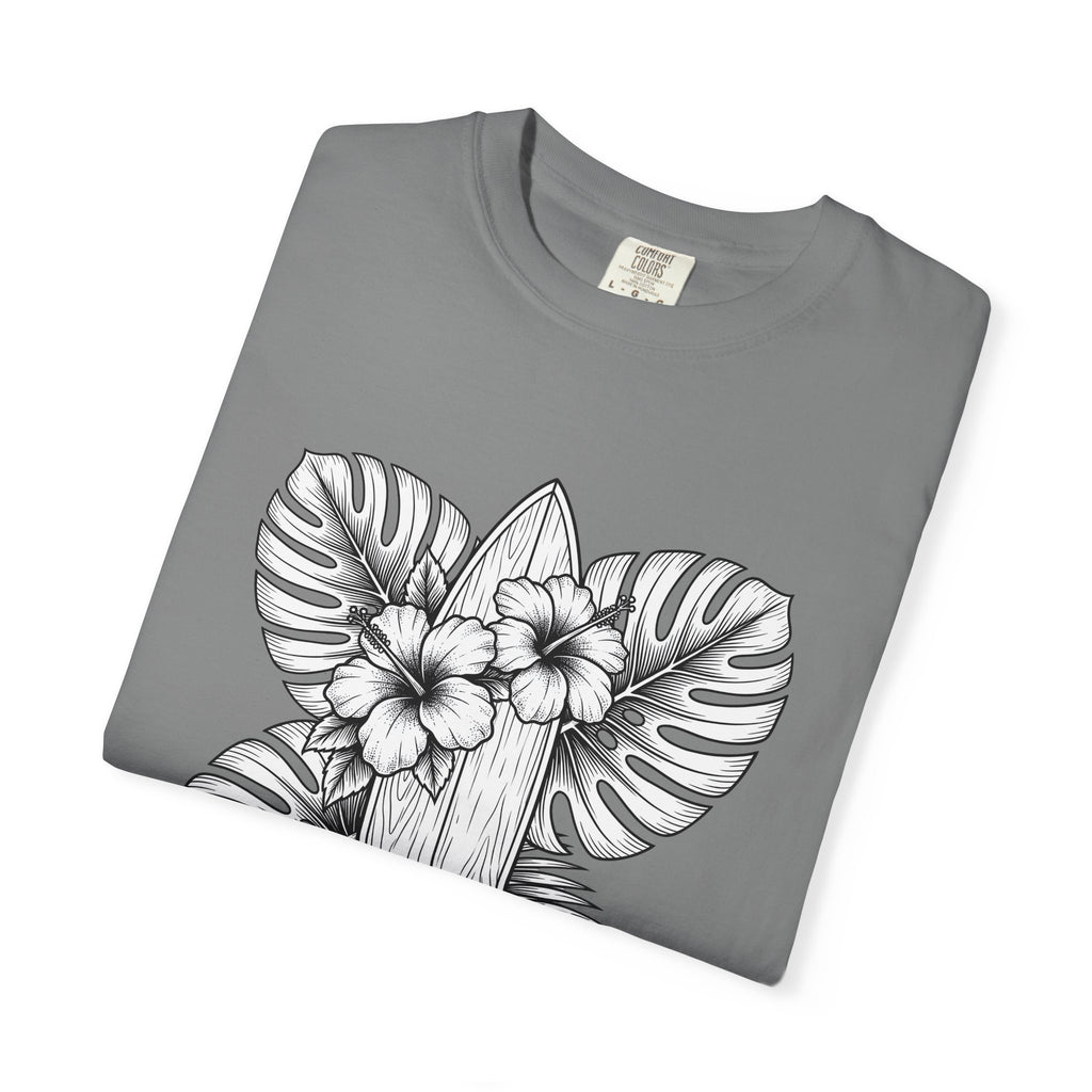 Surfboard Petals T-Shirt Surfing Shore Gift Women Drawing T-Shirt Surfboards T-Shirt Surfer Fan Illustration Graphic Nature Flower T-Shirt
