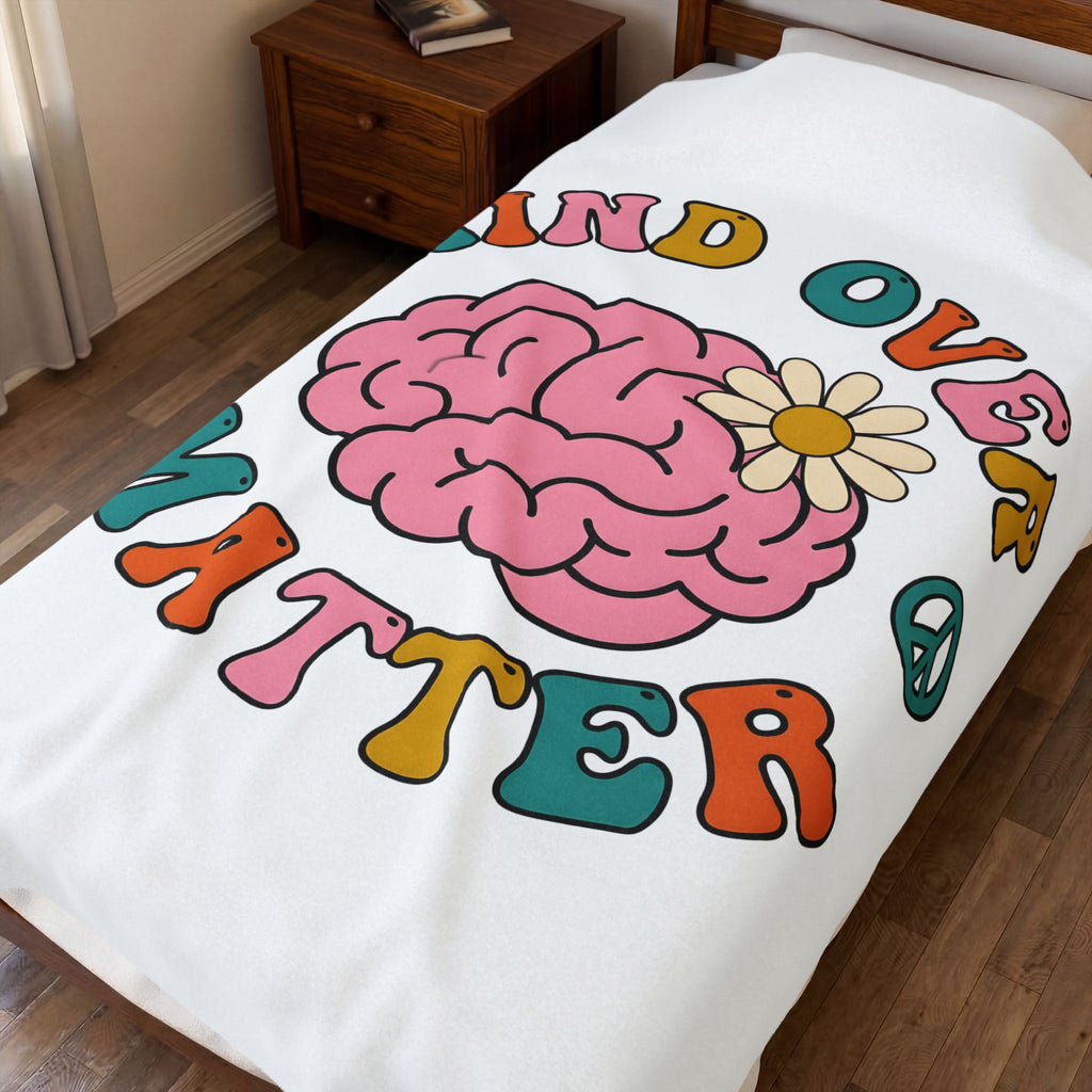 Brain Flower Blanket Teacher Mental Health Gift Women Groovy Blanket Mind Bloom Blanket Educator Enthusiast Psychedelic Blanket Wellness Graphic