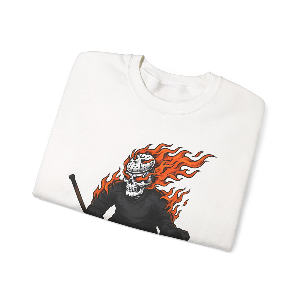Burning Hockey Goalie Sweatshirt Hockey Skeleton Gift Women Neo Traditional Sweatshirt Goalie Sweatshirt Hockey Fan Hockey Player Sweatshirt Bone Graphic Old