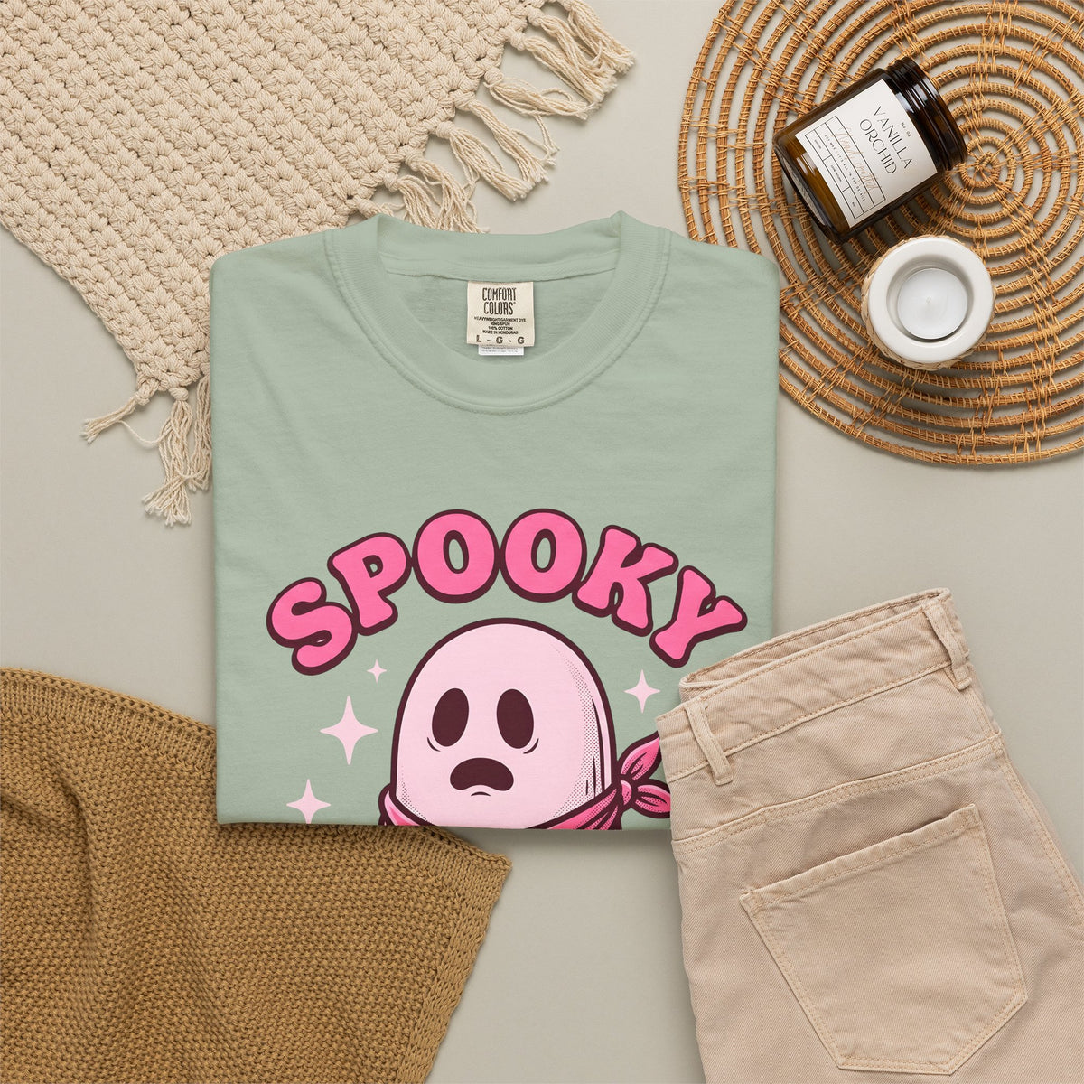 Ghost Scarf Cowgirl Season Gift Comic Scarf Rodeo Fan Cartoon Autumn Vintage Glitter T-Shirt