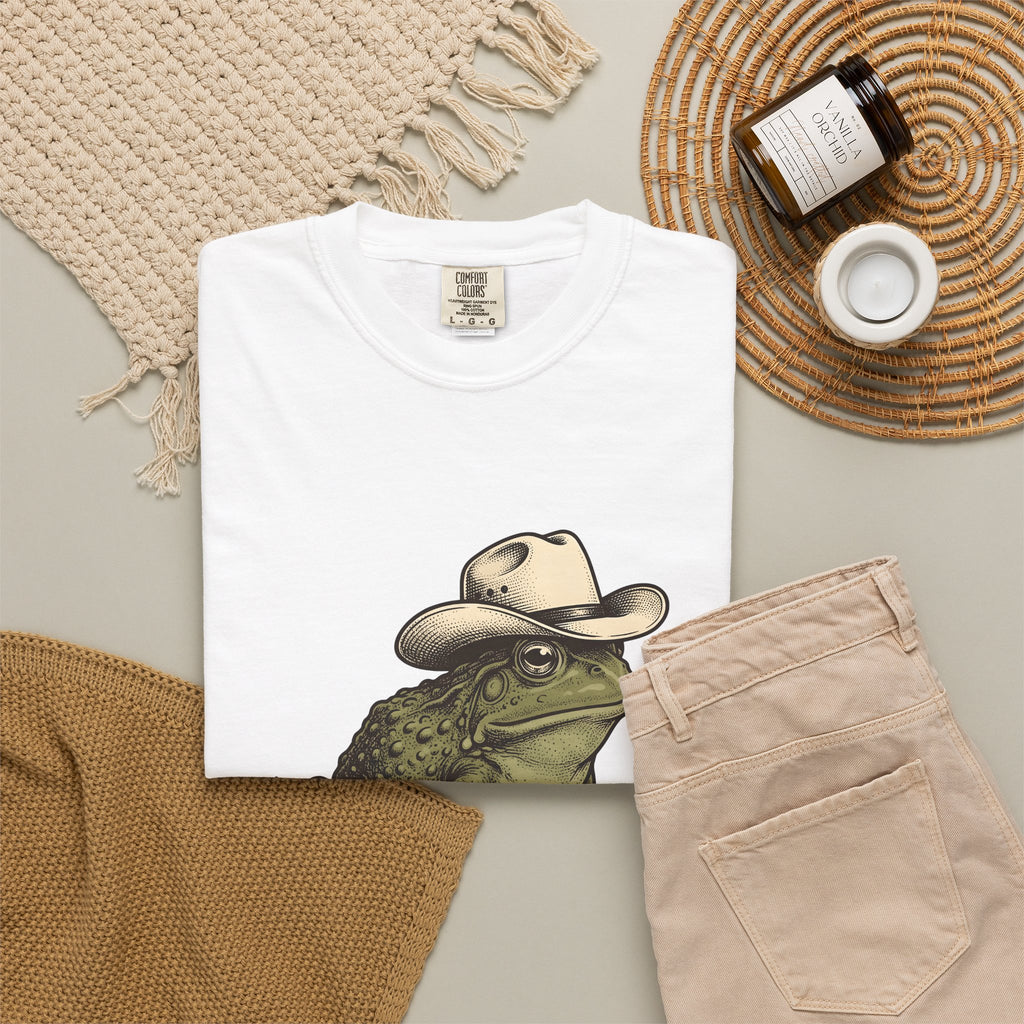 Rodeo Frog T-Shirt Cowgirl Ranch Gift Women Classic T-Shirt Toad T-Shirt Cowgirl Fan Vintage T-Shirt Farm Graphic Line Art Metal Horseshoe T-Shirt