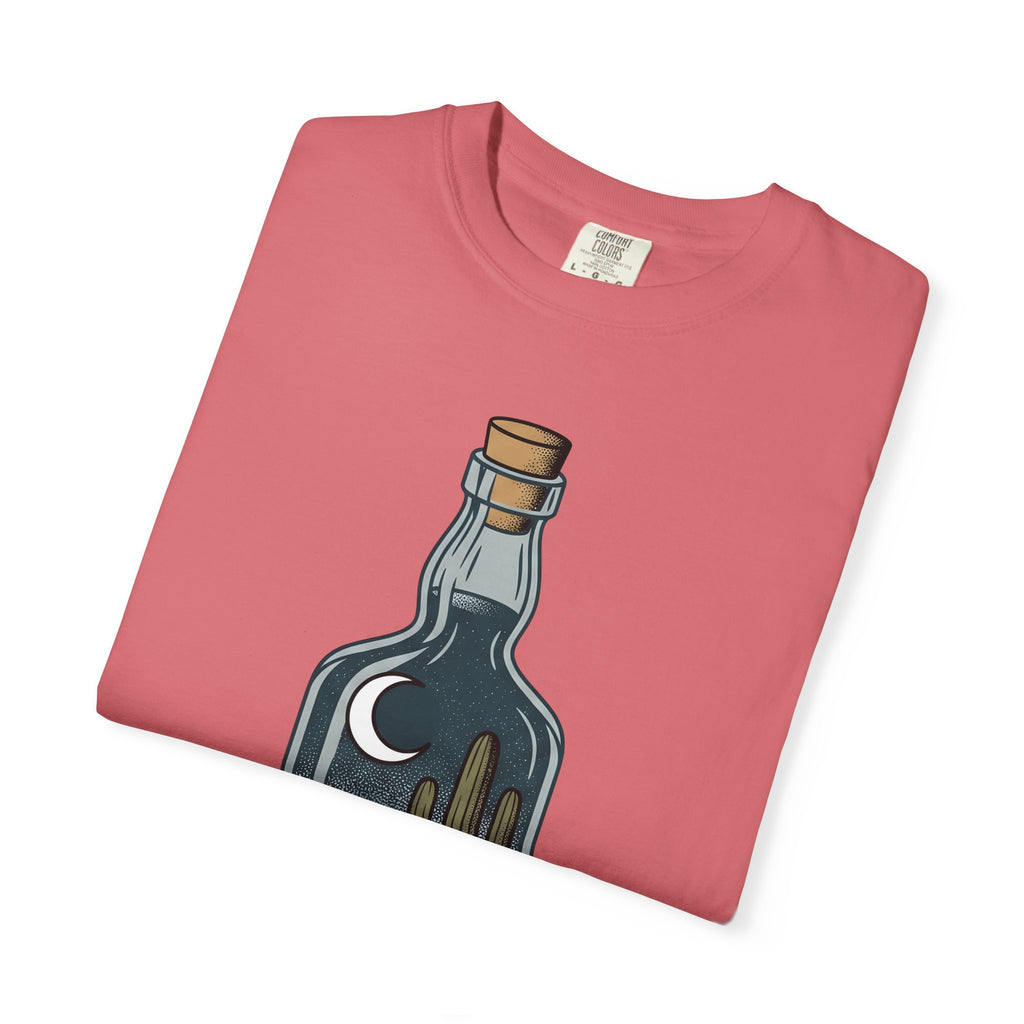 Desert Bottle T-Shirt Cowgirl Ranch Gift Women Illustrative Tattoo T-Shirt Canteen T-Shirt Cowboy Fan Tattooed T-Shirt Farm Graphic Hand Drawn Moon