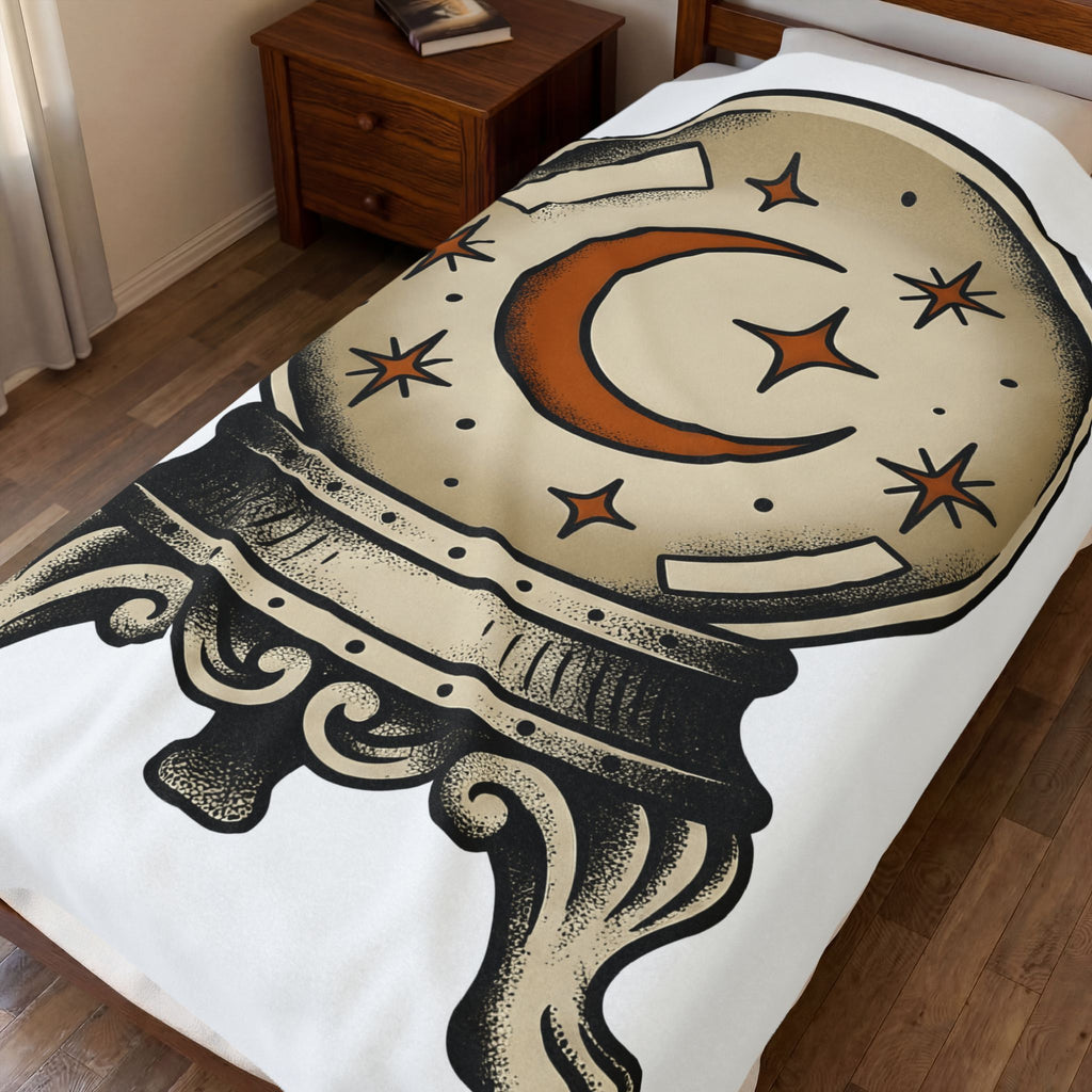 Clairvoyance Sphere Blanket Halloween Magic Gift Women Classic Blanket Crystal Ball Blanket Horror Fan Vintage Blanket Magical Graphic Line Art
