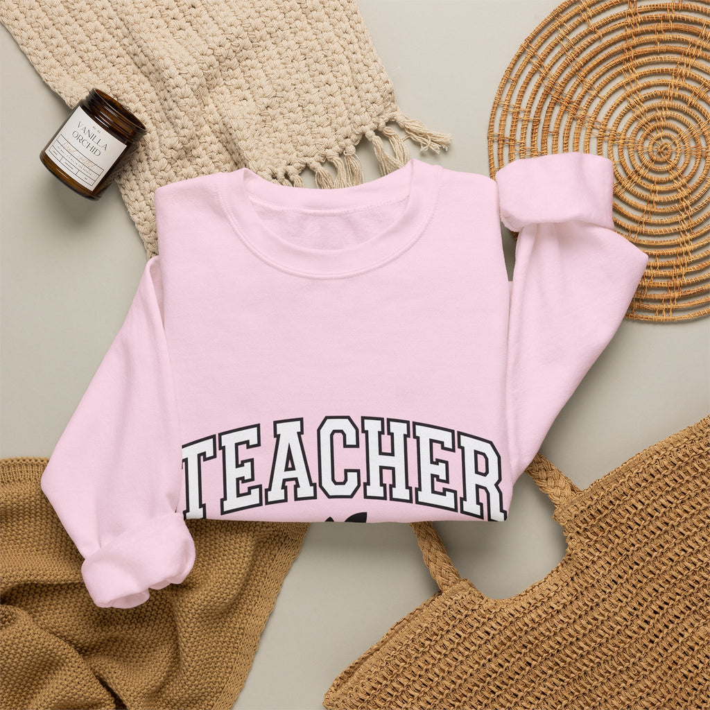 Apple Icon Sweatshirt Moms School Gift Women Thick Sweatshirt Fruit Sweatshirt Mother Enthusiast Bold Sweatshirt Education Graphic Modern Varsity Lettering