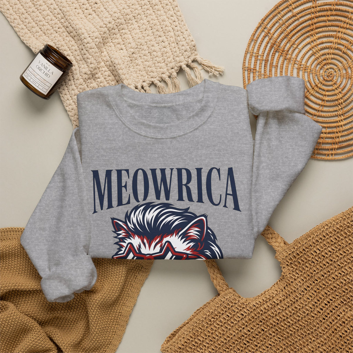 American Kitty Sweatshirt America Pet Gift Women Pop Art Sweatshirt Cat Sweatshirt Patriot Fan Fauvism Sweatshirt Animal Graphic Classic Star Shades Sweatshirt