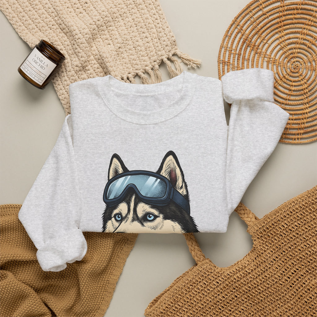 Husky Wolf Sweatshirt Dog Snow Gift Women Line Art Sweatshirt Wolfdog Sweatshirt Dog Fan Siberian Graphic Sweatshirt Hand Drawn Neckerchief Sweatshirt