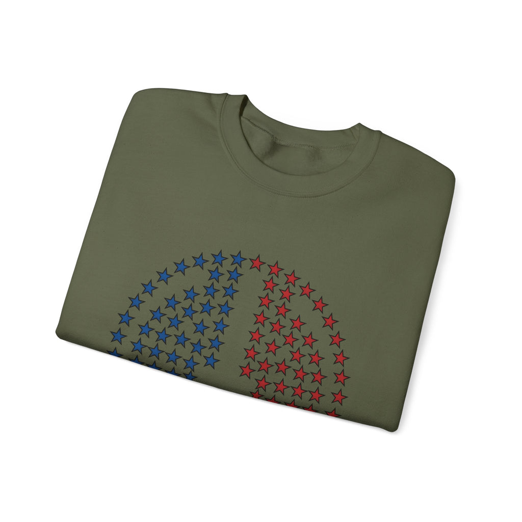 Peace Sign Stars Sweatshirt 4th Of July Calm Gift Women Independence Sweatshirt Star Symbol Sweatshirt Patriot Fan Retro Sweatshirt Serene Graphic Throwback