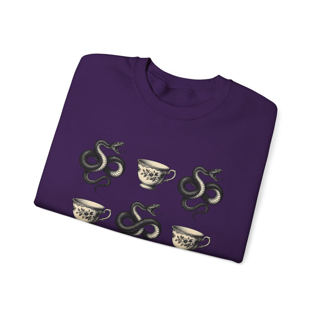 Serpent Tea Cup Sweatshirt Boho Chic Magic Gift Women Retro Sweatshirt Tea Cup Sweatshirt Hippie Fan Vintage Sweatshirt Mystical Graphic Dark Flower Sweatshirt Sweatshirt