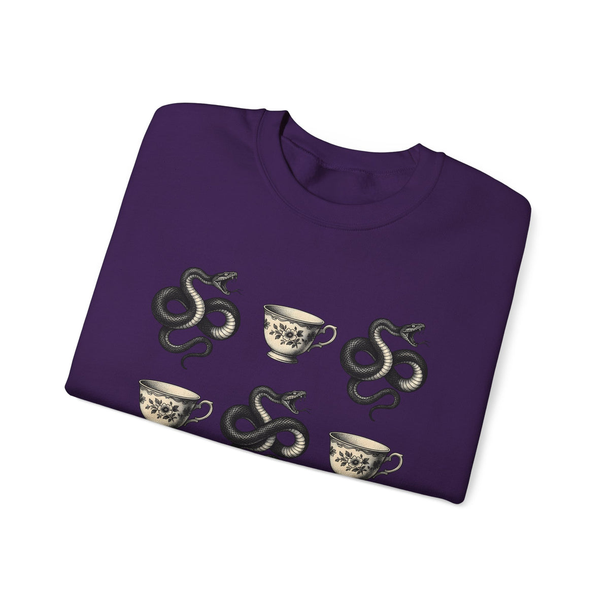 Serpent Tea Cup Sweatshirt Boho Chic Magic Gift Women Retro Sweatshirt Tea Cup Sweatshirt Hippie Fan Vintage Sweatshirt Mystical Graphic Dark Flower Sweatshirt Sweatshirt