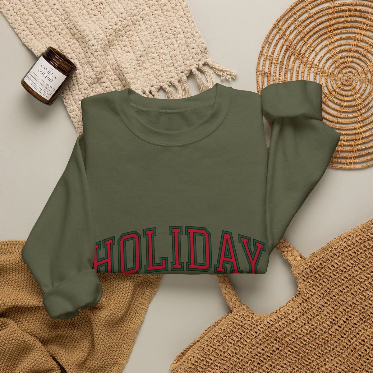 Bold College Font Holiday Christmas Decor Gift Merry Typography Christmas Fan Festive Christmas Sweatshirt