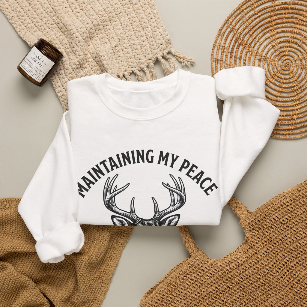 Stag Head Sweatshirt Funny Wildlife Gift Women Retro Sweatshirt Deer Head Sweatshirt Humor Fan Vintage Sweatshirt Animal Graphic Sketch Horns Sweatshirt