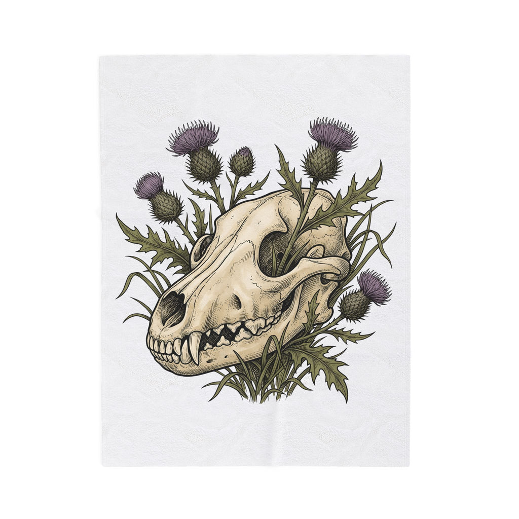 Animal Skull Blanket Animals & Flowers Spooky Gift Women Sketch Blanket Cranium Blanket Wildlife Fan Illustration Graphic Blanket Hand Drawn