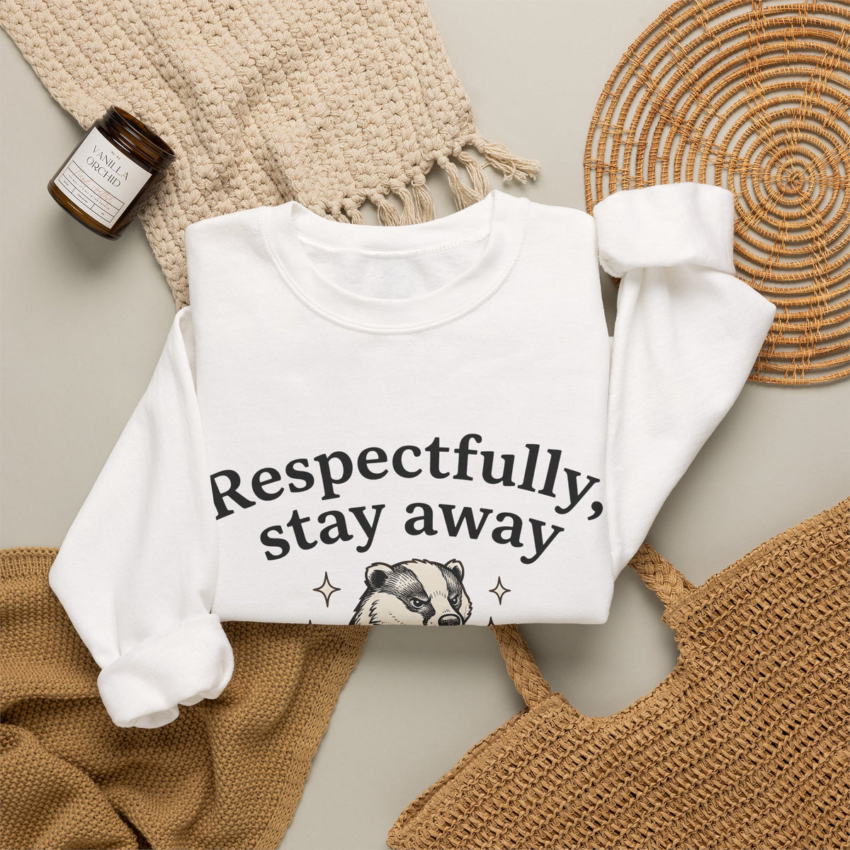 Badger Bow Accessory Sweatshirt Funny Fauna Gift Women Cartoon Sweatshirt Hair Bow Sweatshirt Humor Fan Comic Sweatshirt Wildlife Graphic Old School Glimmers
