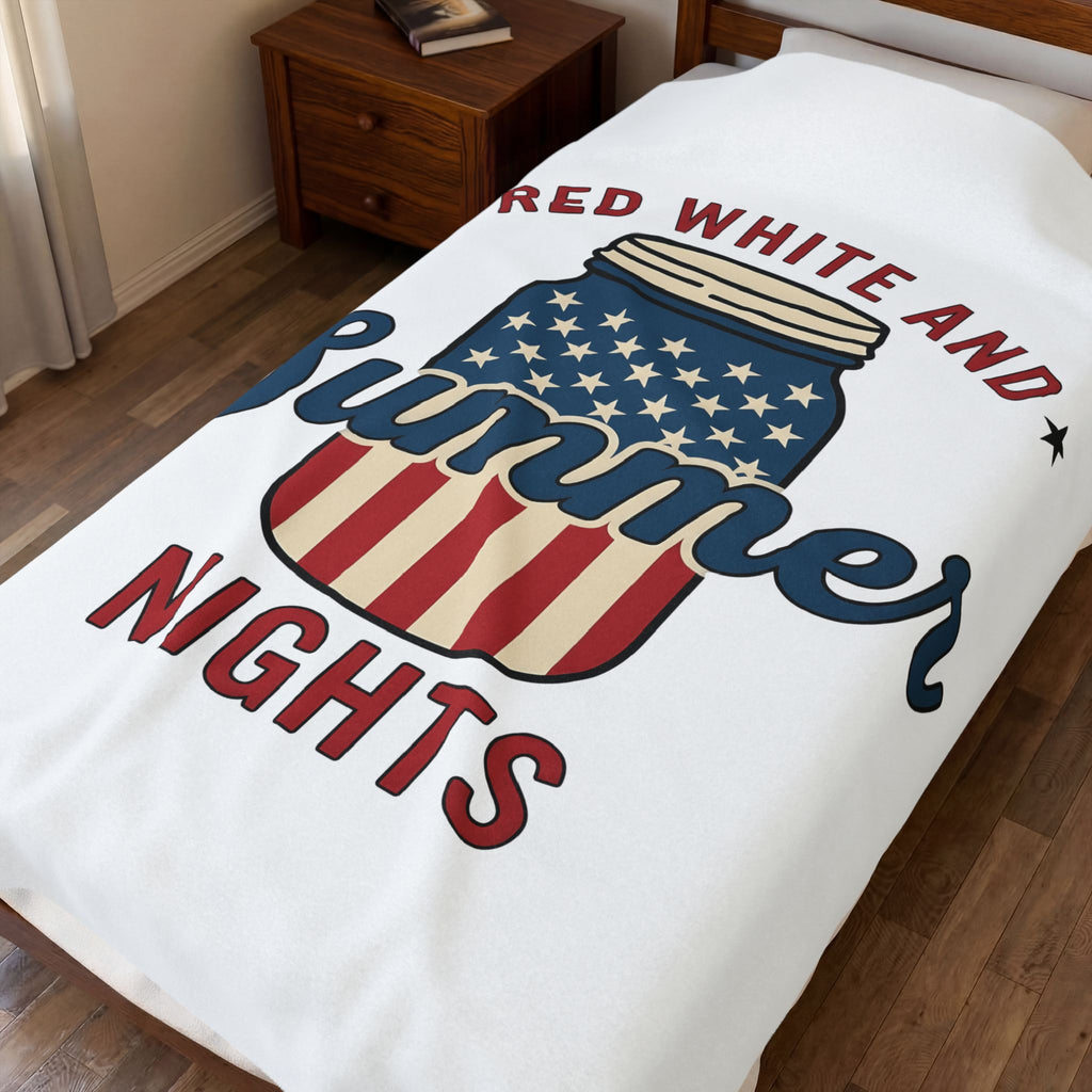 American Mason Jar Blanket 4th Of July Summer Decor Gift Women Farmhouse Blanket Mason Jar Blanket Patriotic Fan Rustic Blanket Summer Design