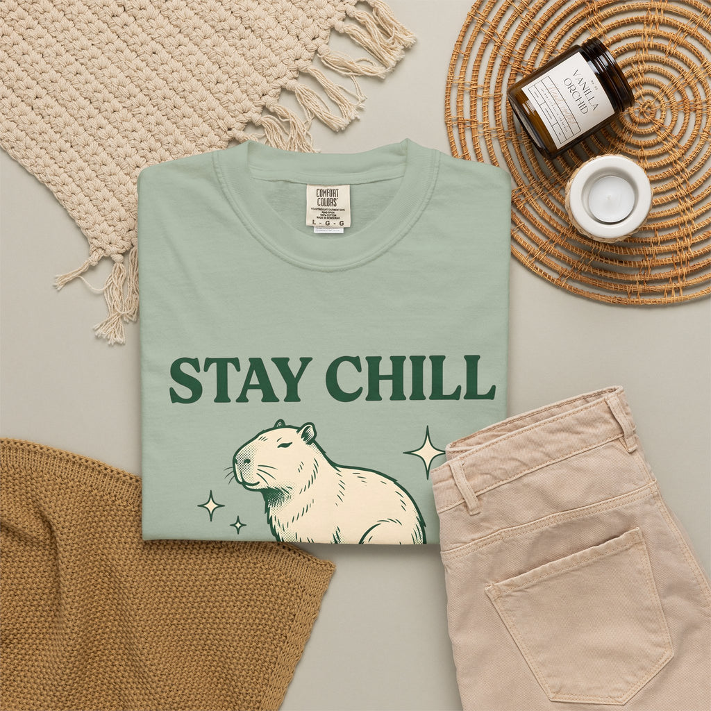 Capybara T-Shirt Capybara Creatures Gift Women Sketch T-Shirt Rodent T-Shirt Capybara Fan Guinea Pig T-Shirt Animal Graphic Cartoon Lotus Leaf