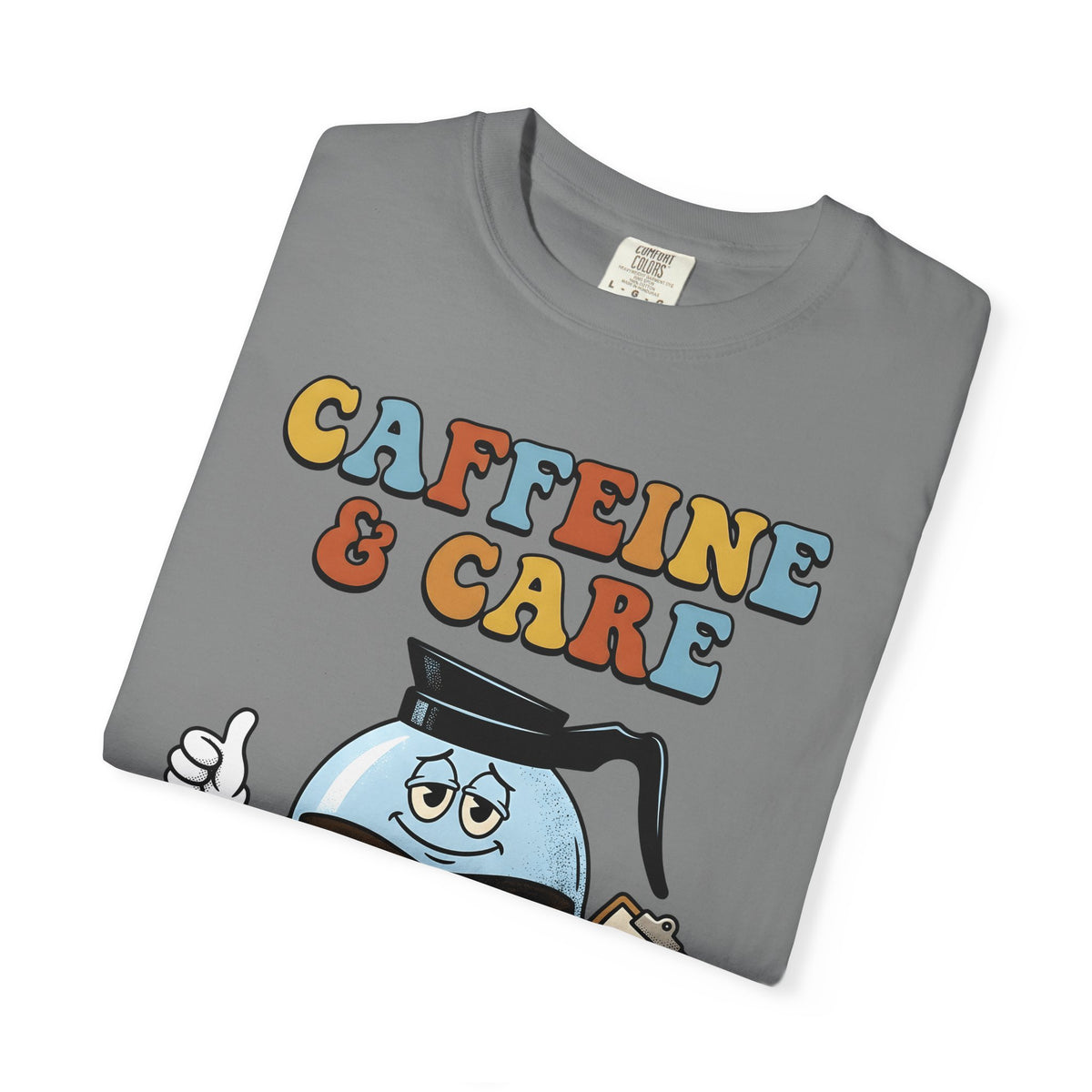 Coffee Pot Character T-Shirt Nurses Coffee Gift Women Cartoon T-Shirt Coffee Maker T-Shirt Nurse Fan Cartoony T-Shirt Caffeine Graphic Retro