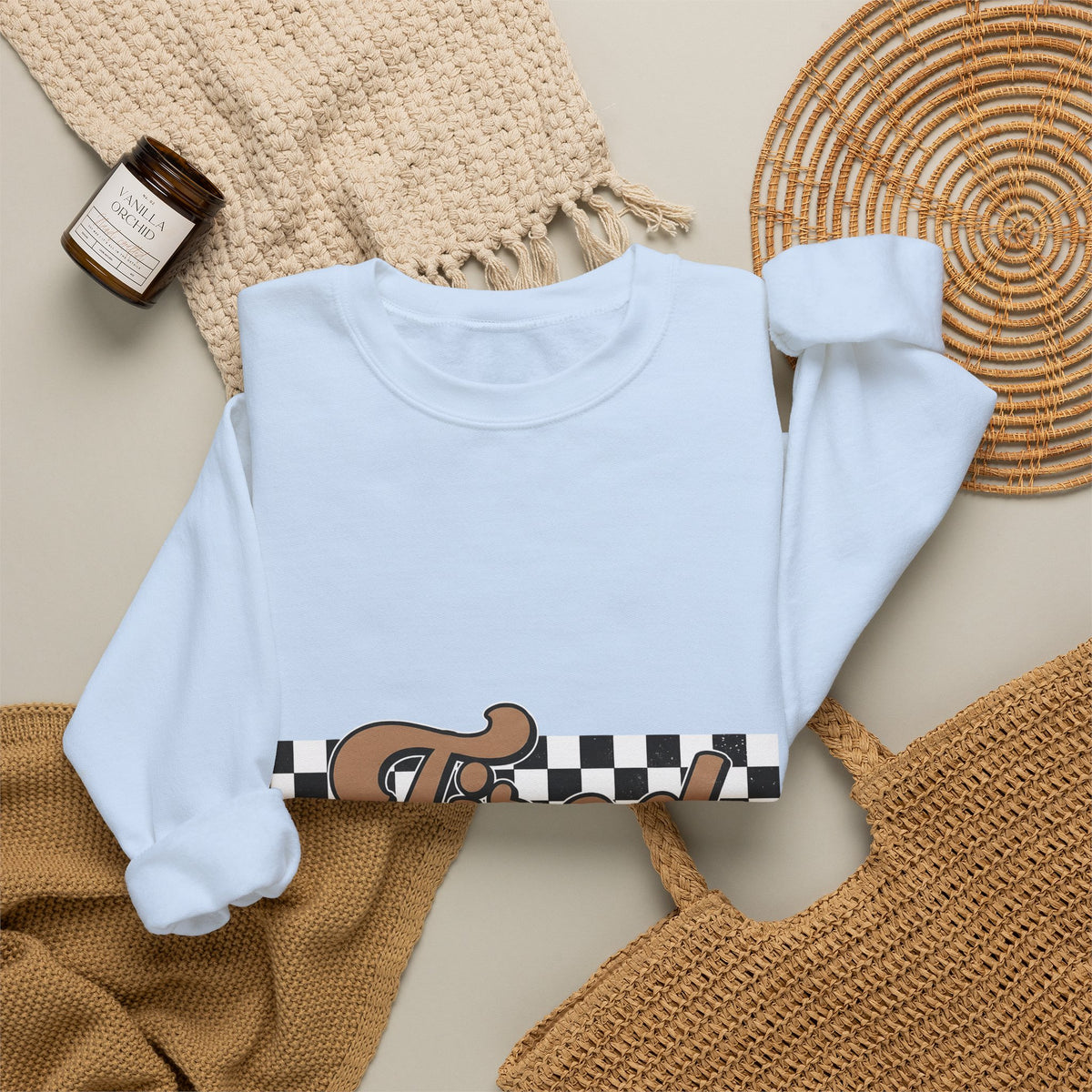 Cursive Font Sweatshirt Mom Comedy Gift Women Nostalgic Sweatshirt Script Sweatshirt Mother Fan Vintage Sweatshirt Humor Graphic Old-Fashioned Check Pattern