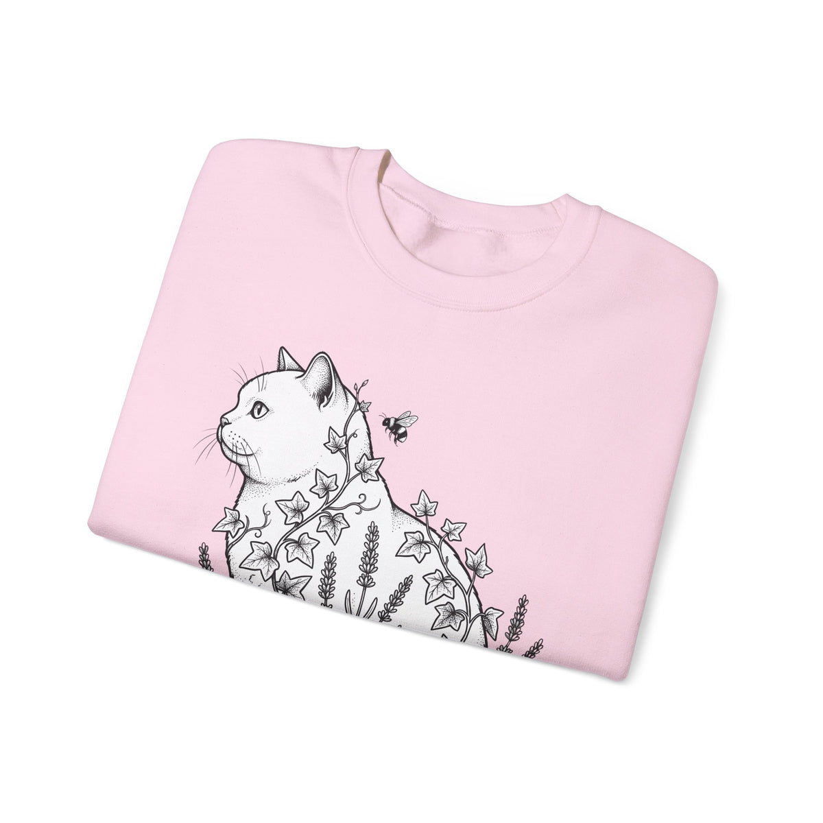 Feline Blossom Sweatshirt Cat Wildlife Gift Women Garden Sweatshirt Catflower Sweatshirt Cat Fan Animal Graphic Kitten Line Art Pollinator Sweatshirt