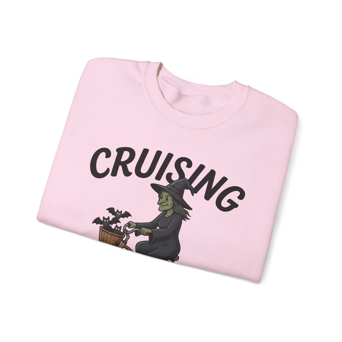 Witch Cycle Sweatshirt Halloween Prank Gift Women Doodle Sweatshirt Witchcraft Sweatshirt Horror Fan Witchy Sweatshirt Prank Graphic Classic Bat Silhouette