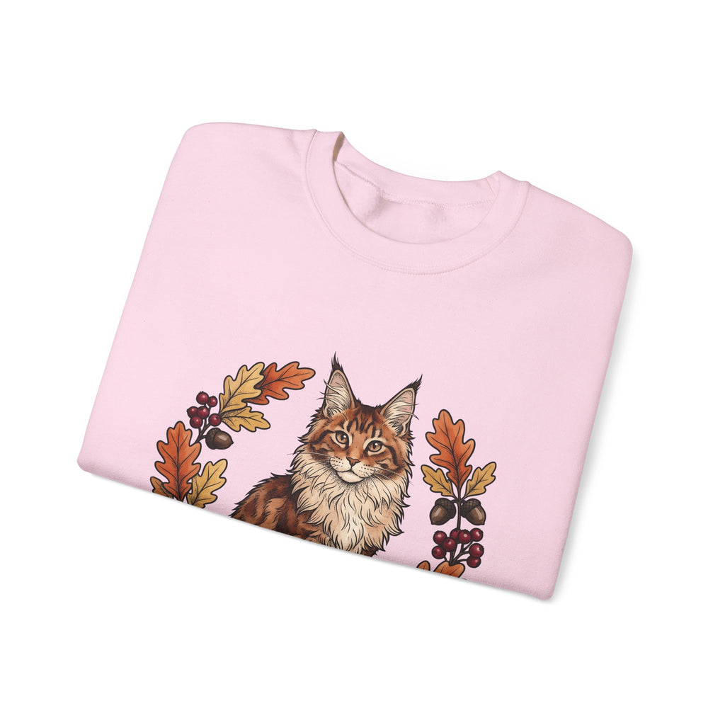 Maine Coon Pet Sweatshirt Cat Pumpkin Gift Women Greenery Sweatshirt Cat Sweatshirt Cat Fan Foliage Sweatshirt Gourd Graphic Old-Fashioned Orange Leaves Sweatshirt