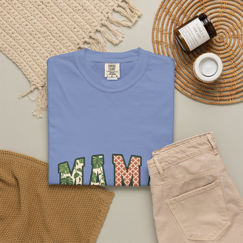 Patterned Letter Patches T-Shirt Moms Clan Gift Women Cabin T-Shirt Lettering T-Shirt Motherhood Enthusiast Rustic T-Shirt Tribe Graphic Country
