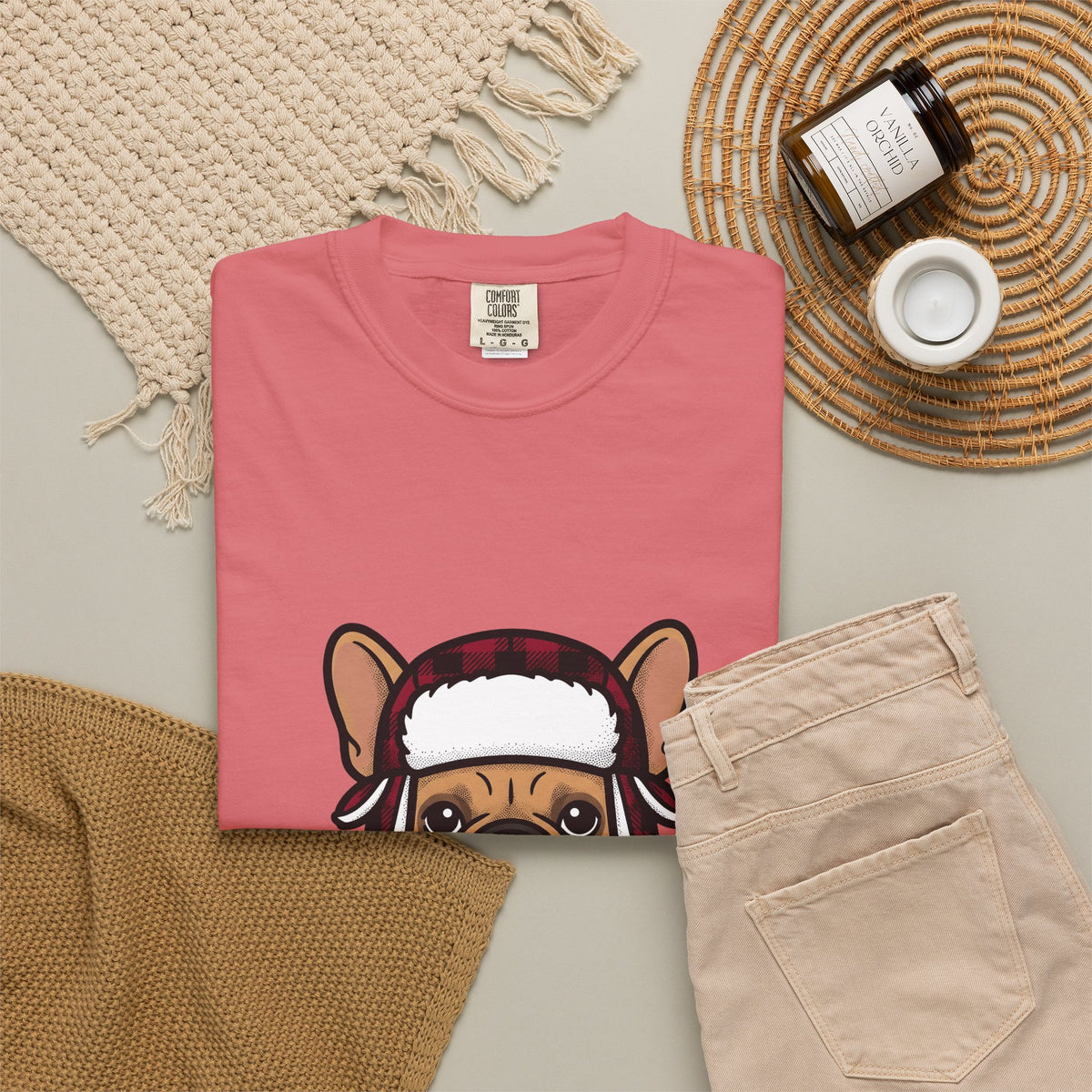 French Bulldog T-Shirt Dog Dogs Gift Women Line Art T-Shirt Bulldog T-Shirt Dog Fan Puppy Graphic Illustration Drawing Sketch Winter Hat T-Shirt