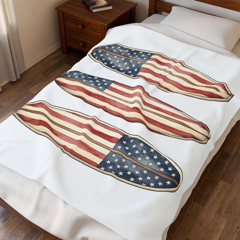 Usa Flag Surfboards Blanket 4th Of July Coast Gift Women Brush Stroke Blanket Surfboard Blanket Independence Day Fan Painted Blanket Coastal