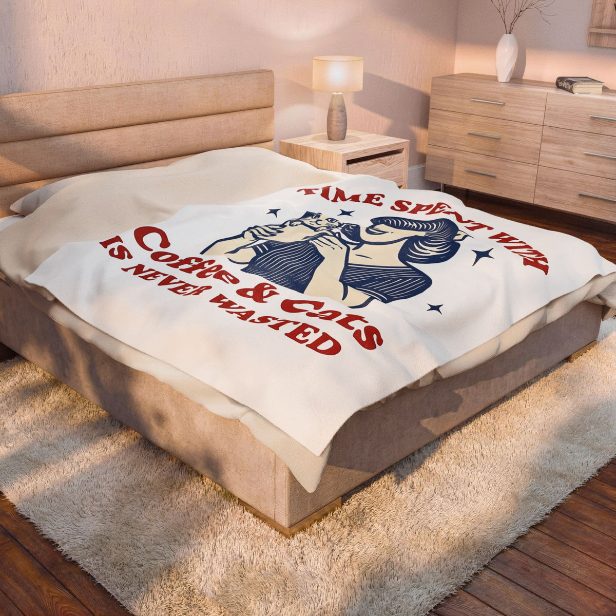 Female Pet Coffee Blanket Cat Cappuccino Gift Women Boho Blanket Pet Coffee Blanket Cat Fan Bohemian Blanket Coffee Graphic Cabin Glimmers Blanket