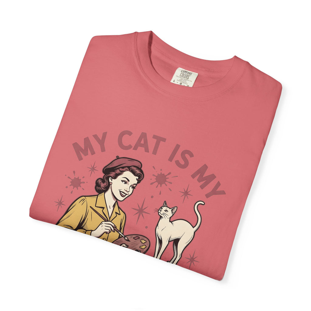 Kitty Artist T-Shirt Cat Fauna Gift Women Antique T-Shirt Cat Lady T-Shirt Feline Fan Vintage T-Shirt Wildlife Graphic Heritage Art Palette T-Shirt