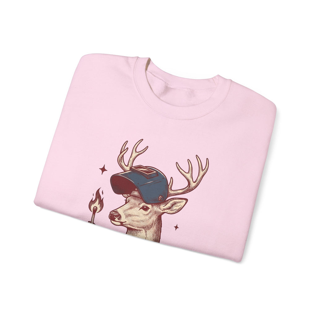 Horned Deer Welding Face Shield Sweatshirt Funny Nature Gift Women Antique Sweatshirt Welding Mask Sweatshirt Humor Fan Vintage Sweatshirt Wildlife Graphic