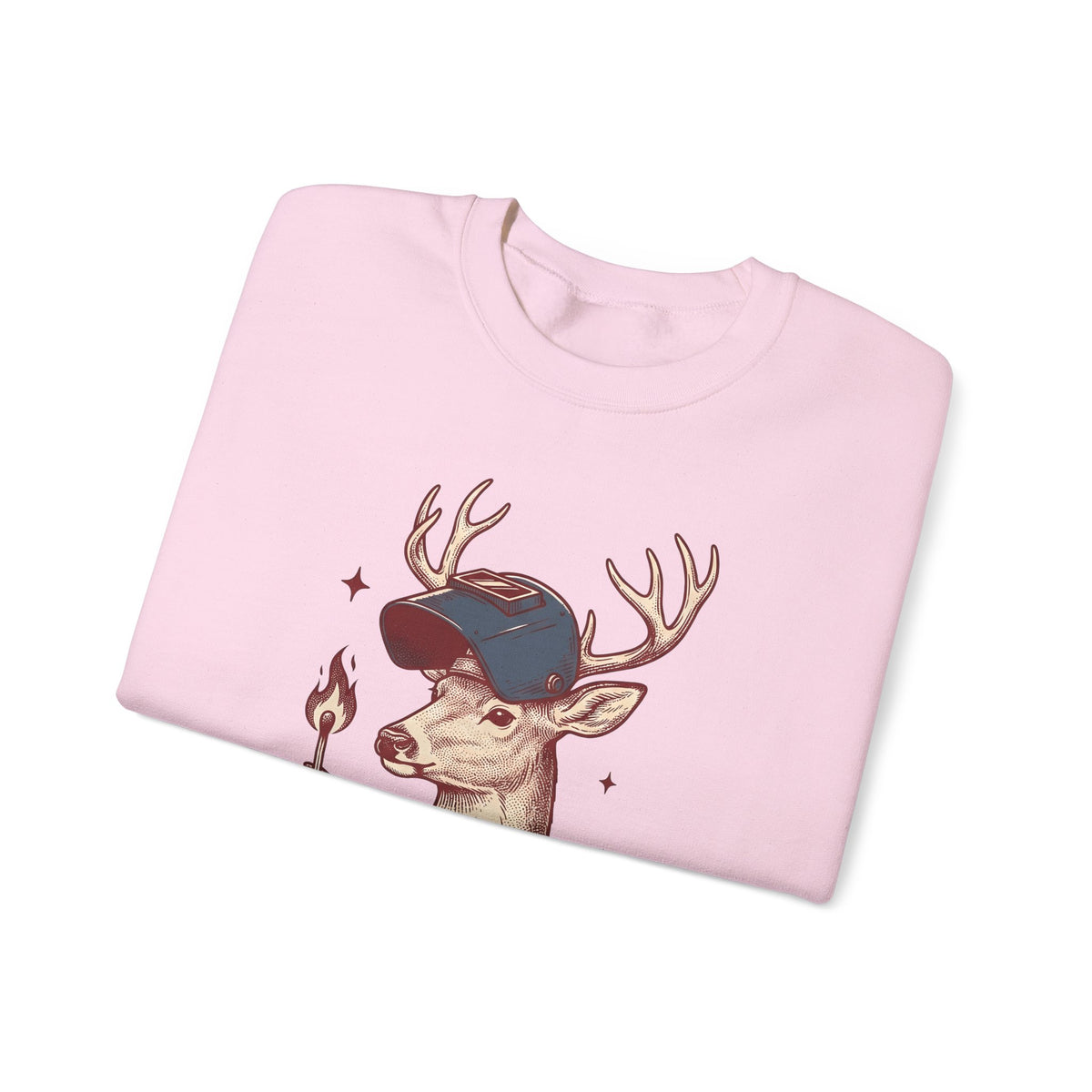 Horned Deer Welding Face Shield Sweatshirt Funny Nature Gift Women Antique Sweatshirt Welding Mask Sweatshirt Humor Fan Vintage Sweatshirt Wildlife Graphic
