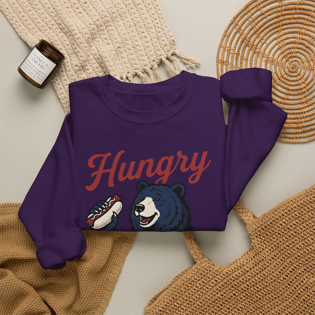 Bear Hotdog Sweatshirt America Independence Gift Women Old School Sweatshirt Hot Dog Sweatshirt American Fan Retro Sweatshirt Freedom Graphic Line Art Cuisine