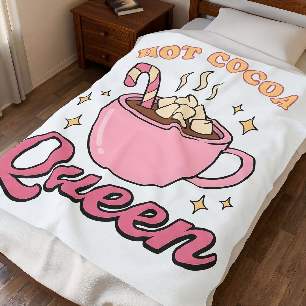 Hot Chocolate Cup Cocoa Winter Gift Line Mug Chocolate Fan Drawing Nostalgic White Marshmallows Blanket