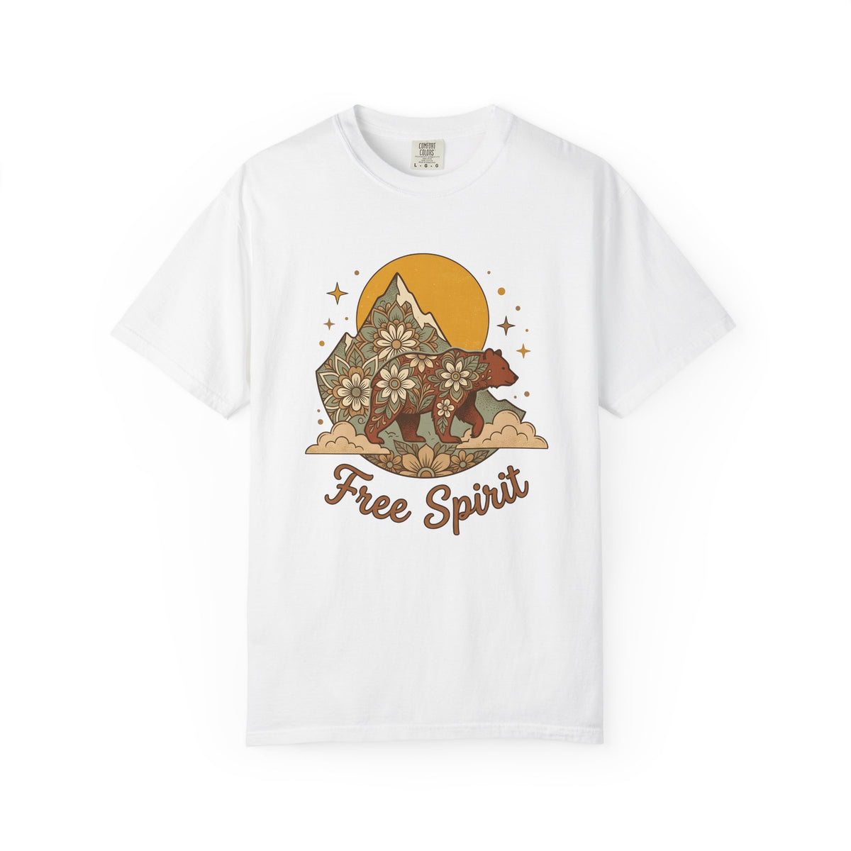 Flower Bear T-Shirt Boho Chic Outdoors Gift Women Hippie T-Shirt Teddy Bear T-Shirt Bohemian Fan Psychedelic T-Shirt Nature Graphic Retro Hill
