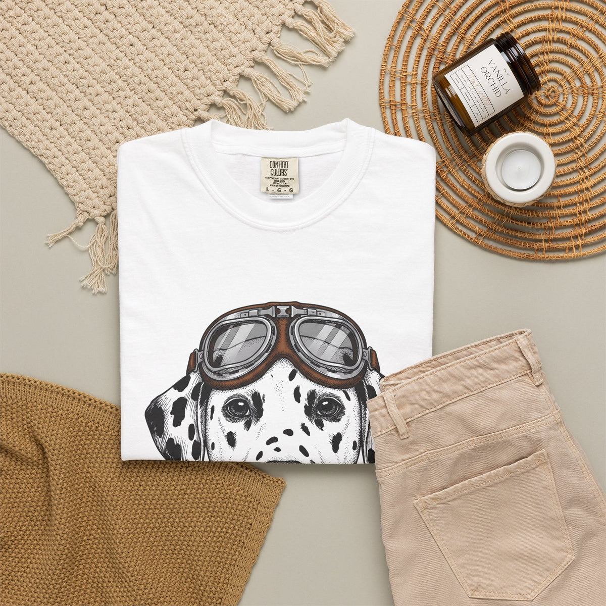 Dalmatian Puppy T-Shirt Dog Pets Gift Women Line Art T-Shirt Puppy T-Shirt Dog Fan Dalmatian T-Shirt Animal Graphic Retro Pilot Goggles T-Shirt