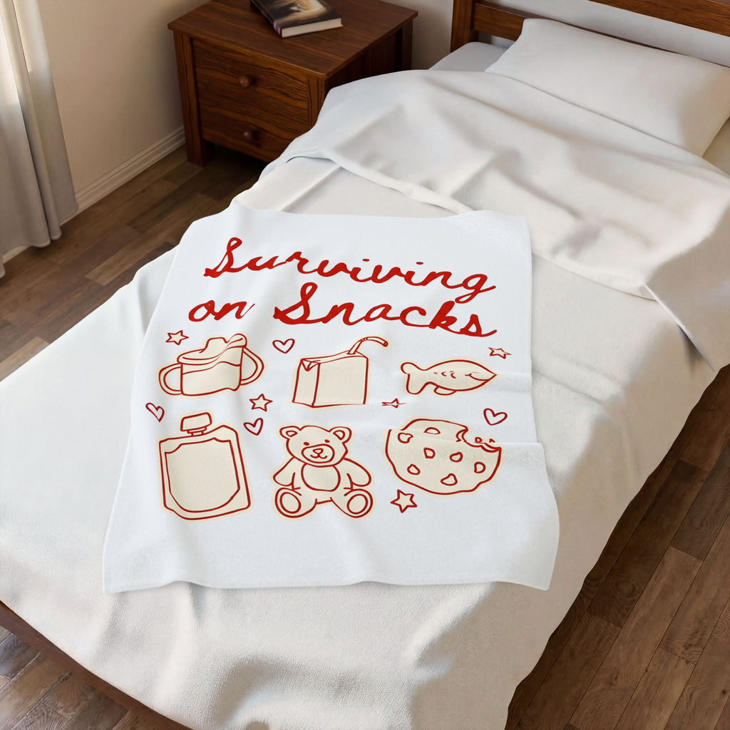 Snack Sketches Blanket Moms Parenting Gift Women Fun Blanket Food Illustrations Blanket Motherhood Fan Cute Graphic Parenting Graphic Clean Teddy