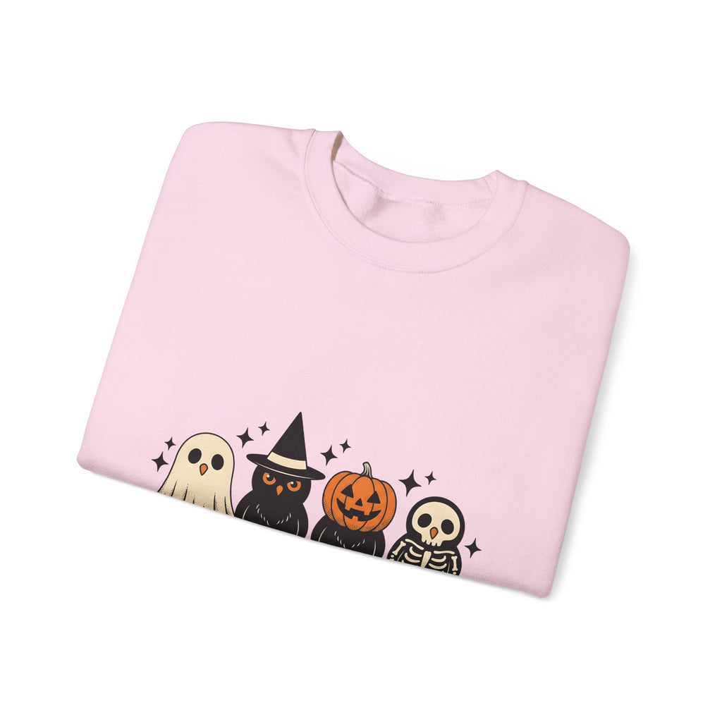 Owl Disguise Halloween Haunted Gift Animated Hoot Owl Horror Fan Cartoony Spooky Classic Moon Sweatshirt