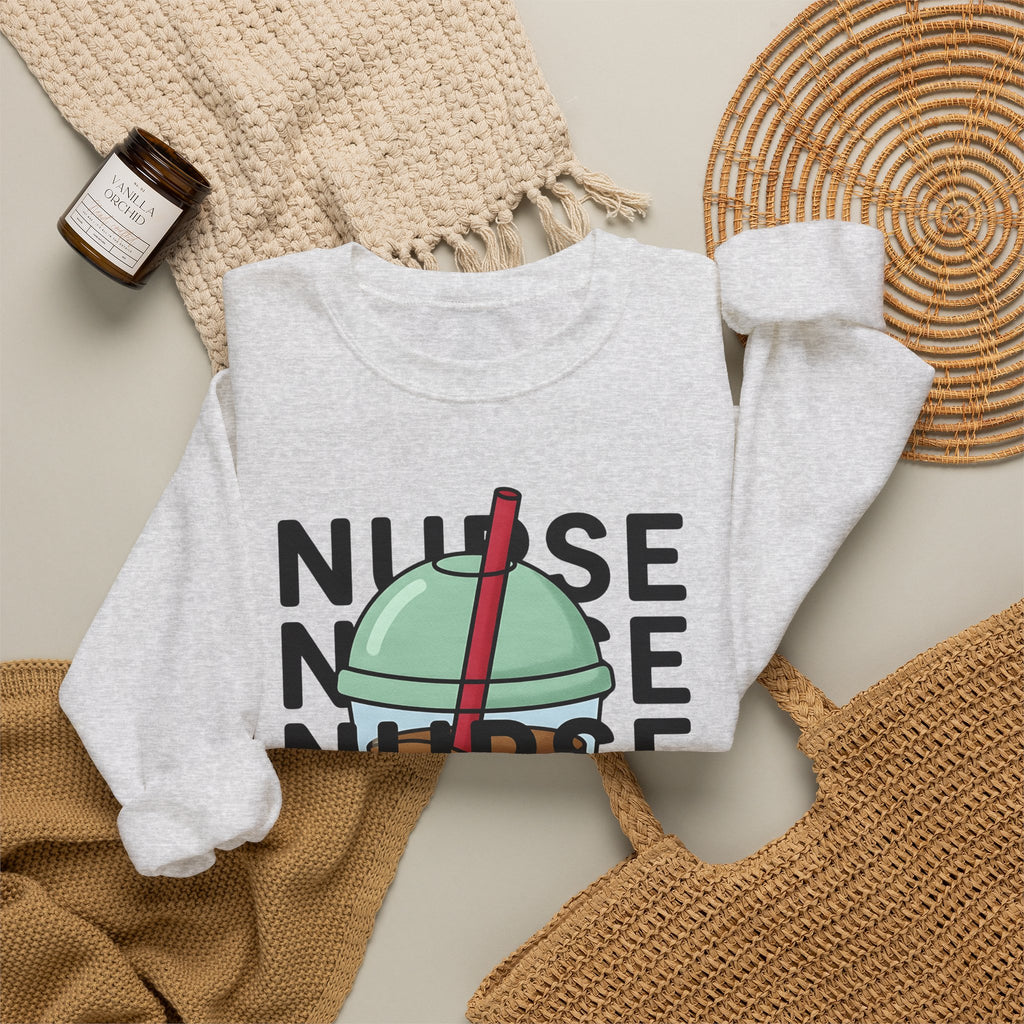 Chilled Coffee Cup Sweatshirt Nurses Beverage Gift Women Anime Sweatshirt Coffee Sweatshirt Sweatshirt Nurse Enthusiast Manga Sweatshirt Drink Graphic Line Art