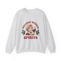 Cheerful Woman Wine Sweatshirt Christmas Fun Gift Women Cartoon Sweatshirt Wine Sweatshirt Xmas Fan Comic Sweatshirt Humor Graphic Line Art Winter Greenery