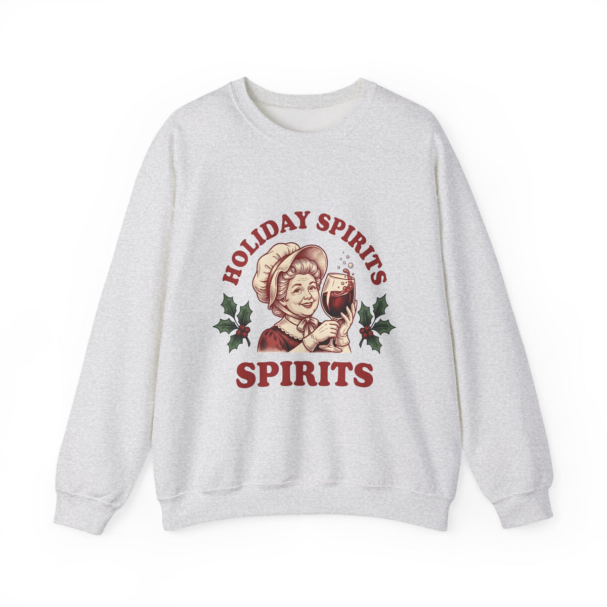 Cheerful Woman Wine Sweatshirt Christmas Fun Gift Women Cartoon Sweatshirt Wine Sweatshirt Xmas Fan Comic Sweatshirt Humor Graphic Line Art Winter Greenery