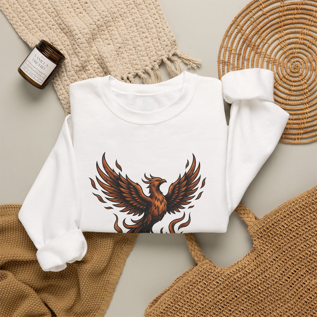 Phoenix Coffee Cup Sweatshirt Coffee Fantasy Gift Women Tattoo Sweatshirt Coffee Sweatshirt Sweatshirt Coffee Fan Ink Sweatshirt Mythical Graphic Vintage Flames