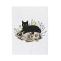 Black Cat Blanket Cat Witchcraft Gift Women Botanical Blanket Cat Blanket Feline Fan Botanical Blanket Occult Graphic Vintage Tarot Cards Blanket