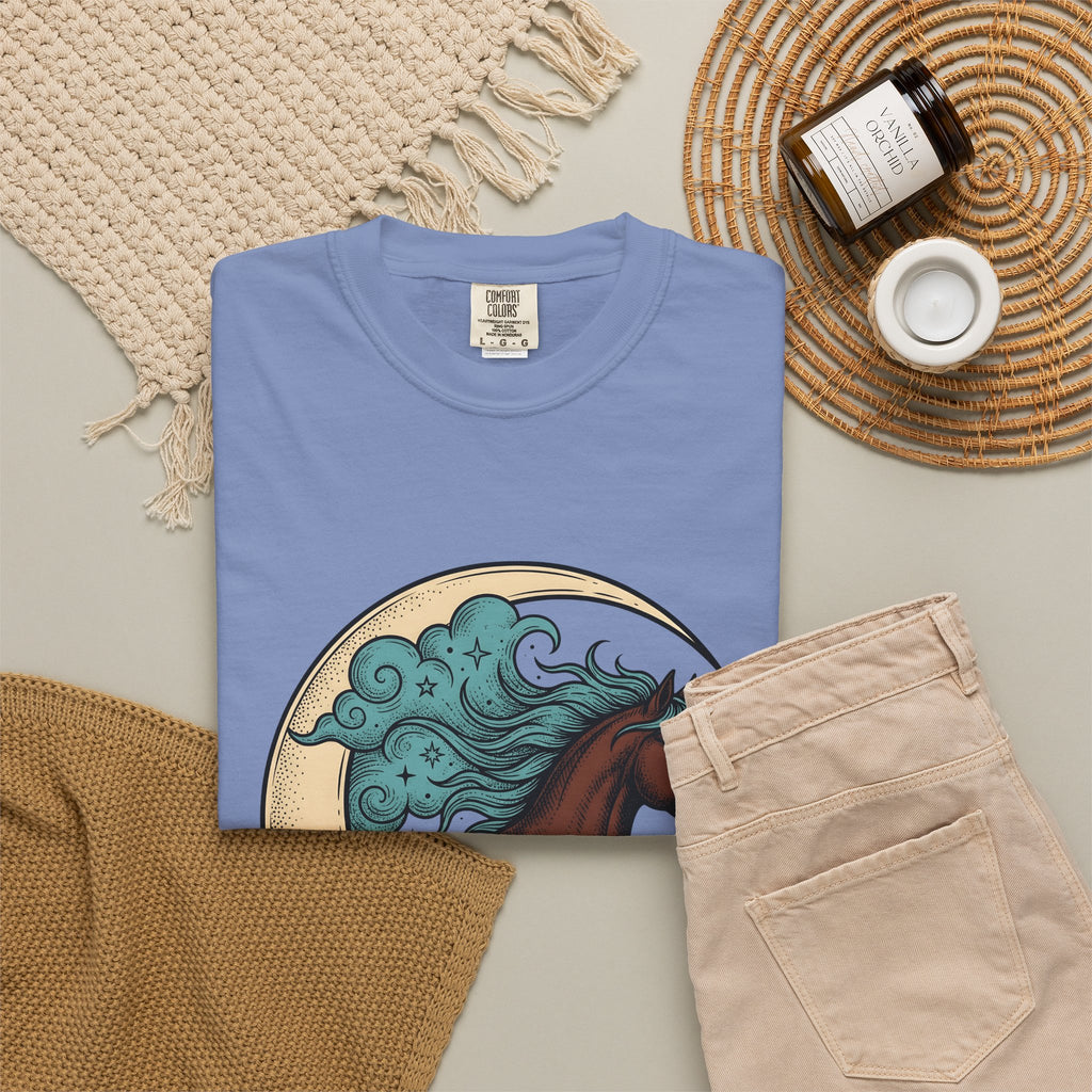 Horse Moon T-Shirt Cowgirl Western Gift Women Boho T-Shirt Equine T-Shirt Rodeo Fan Cowboy Graphic Western Design T-Shirt Boho T-Shirt Vintage Stars
