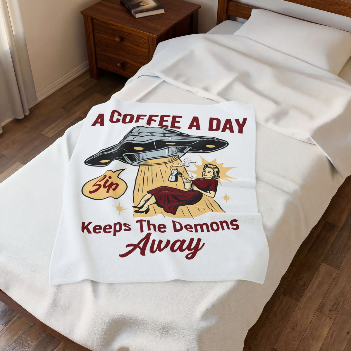 Ufo Coffee Woman Blanket Coffee Alien Gift Women Retro Blanket Alien Blanket Coffee Fan Retro Blanket Extraterrestrial Graphic Vintage Spaceship