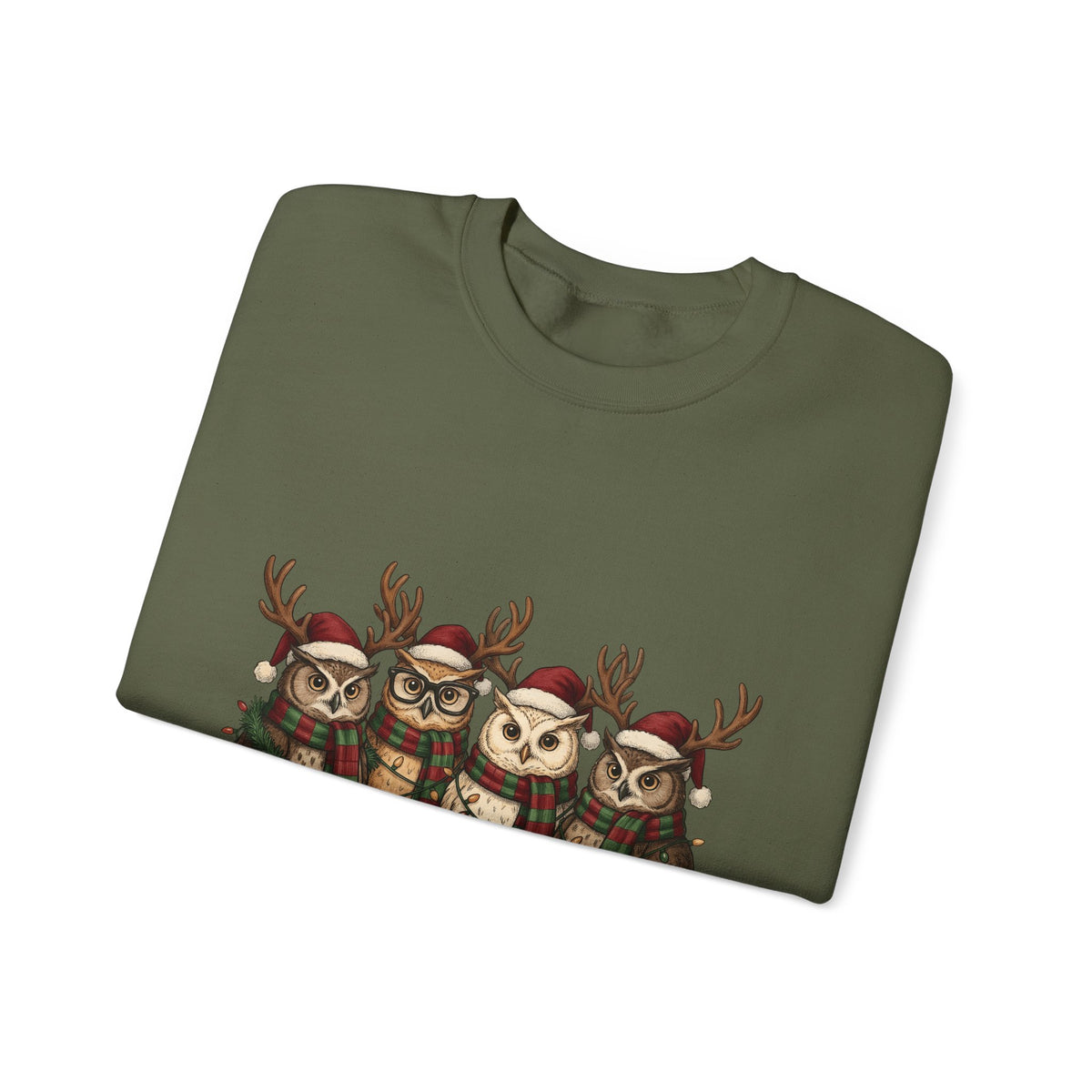 Owl Pack Sweatshirt Christmas Pets Gift Women Line Art Sweatshirt Owl Sweatshirt Xmas Fan Owl Hoot Graphic Illustration Led Lights Sweatshirt