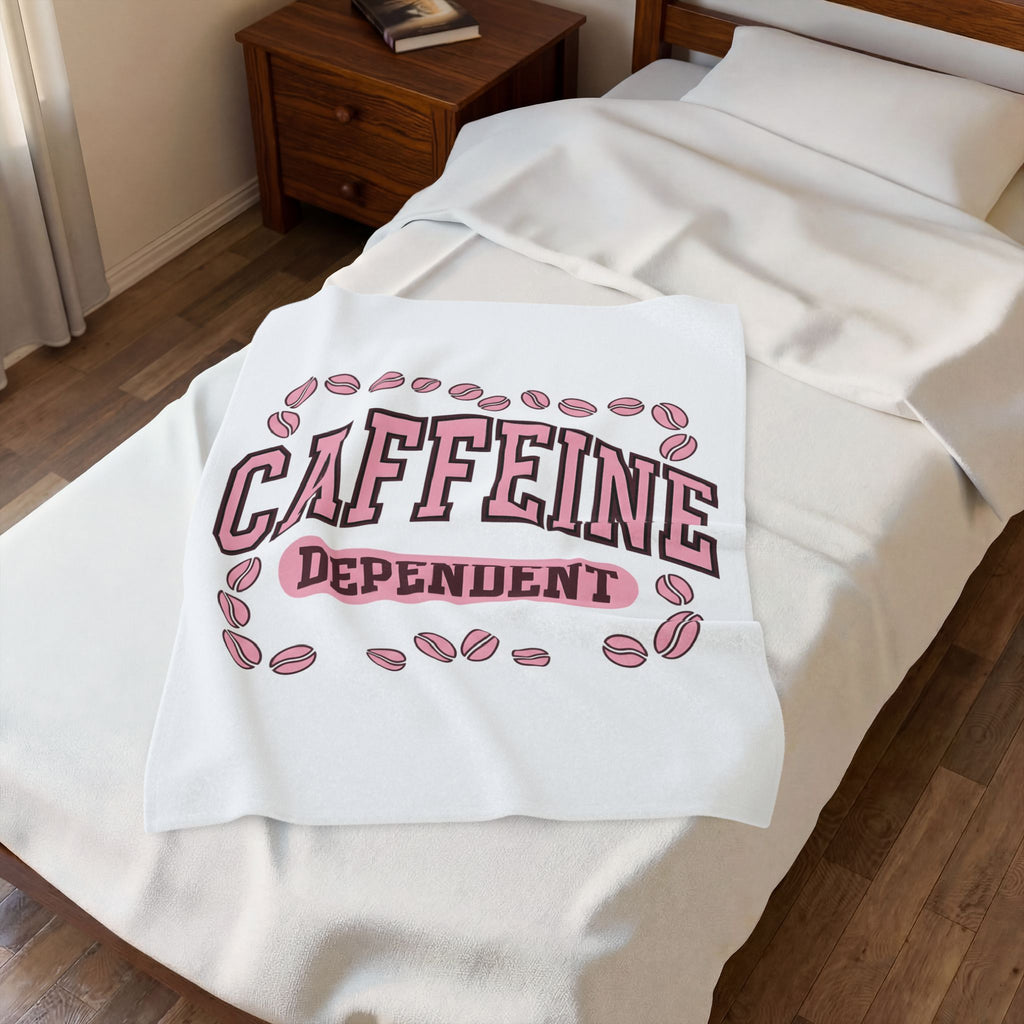 Coffee Beans Blanket Coffee Humor Gift Women Bold Blanket Coffee Blanket Caffeine Fan Coffee Art Blanket Funny Graphic Retro Pink Accent Blanket