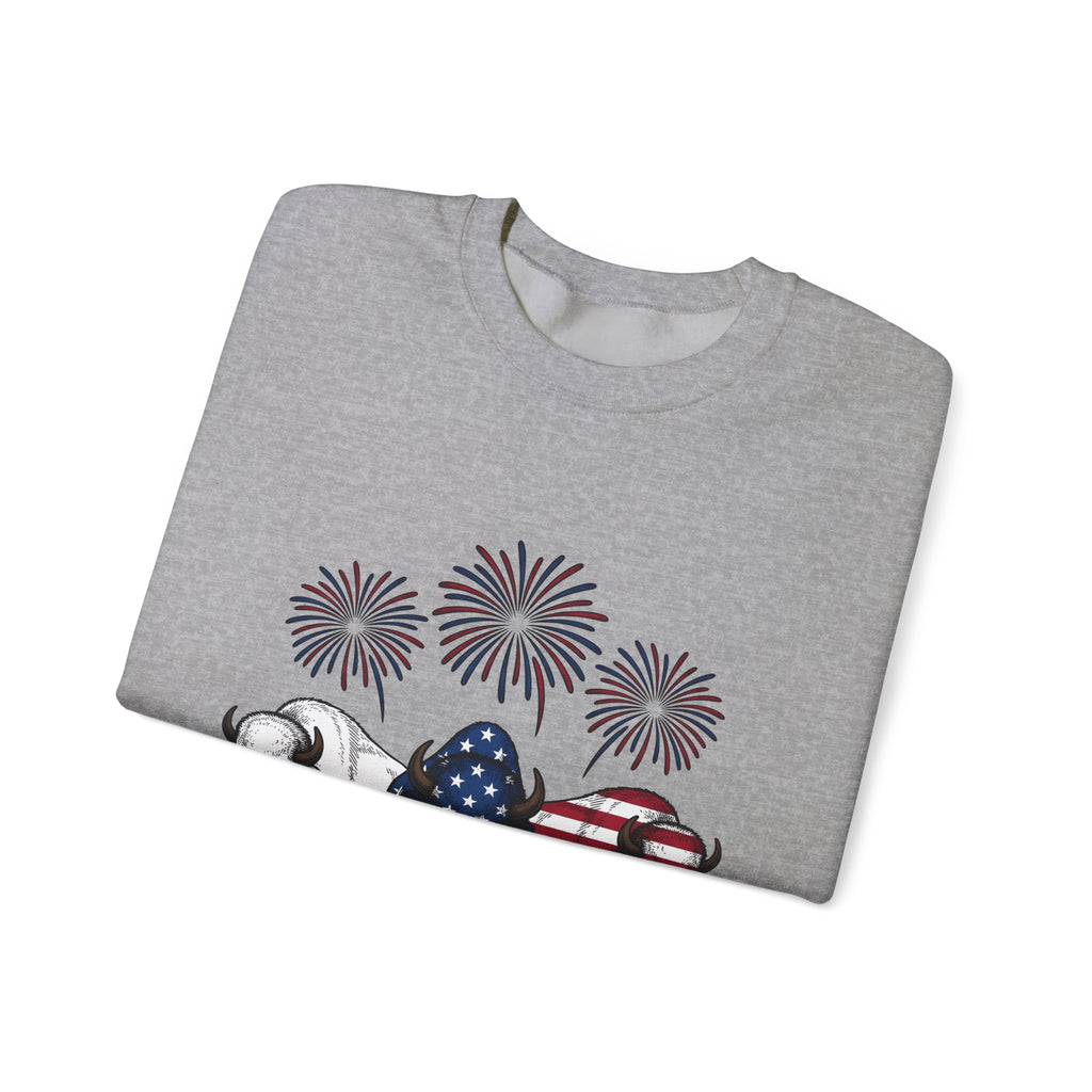 American Buffalo Sweatshirt America Cowboy Gift Women Retro Sweatshirt Bison Sweatshirt Patriot Fan Vintage Sweatshirt Rodeo Graphic Sketch Sparklers Sweatshirt