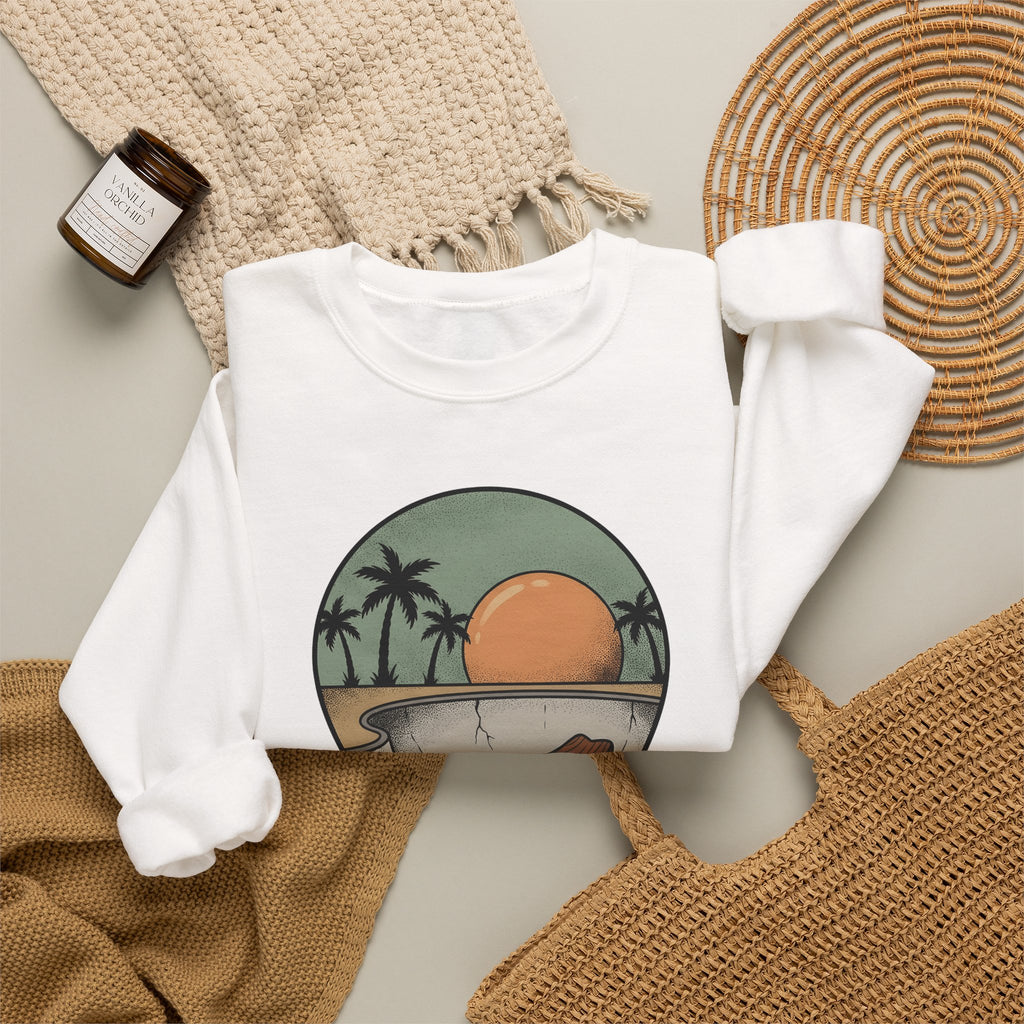 Longboard Design Sweatshirt Skateboarding Seaside Gift Women Classic Sweatshirt Longboarding Sweatshirt Skater Enthusiast Retro Sweatshirt Coastal Graphic Old