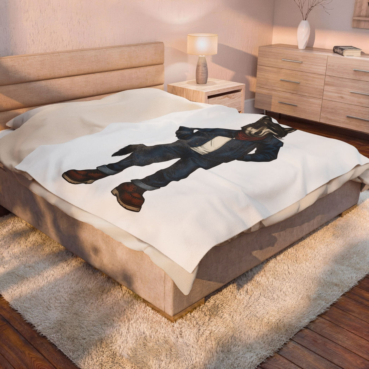 Trendy Wolf Blanket Animal Apparel Gift Women Sketch Blanket Wolf Blanket Wildlife Enthusiast Drawing Design Retro Shades Blanket
